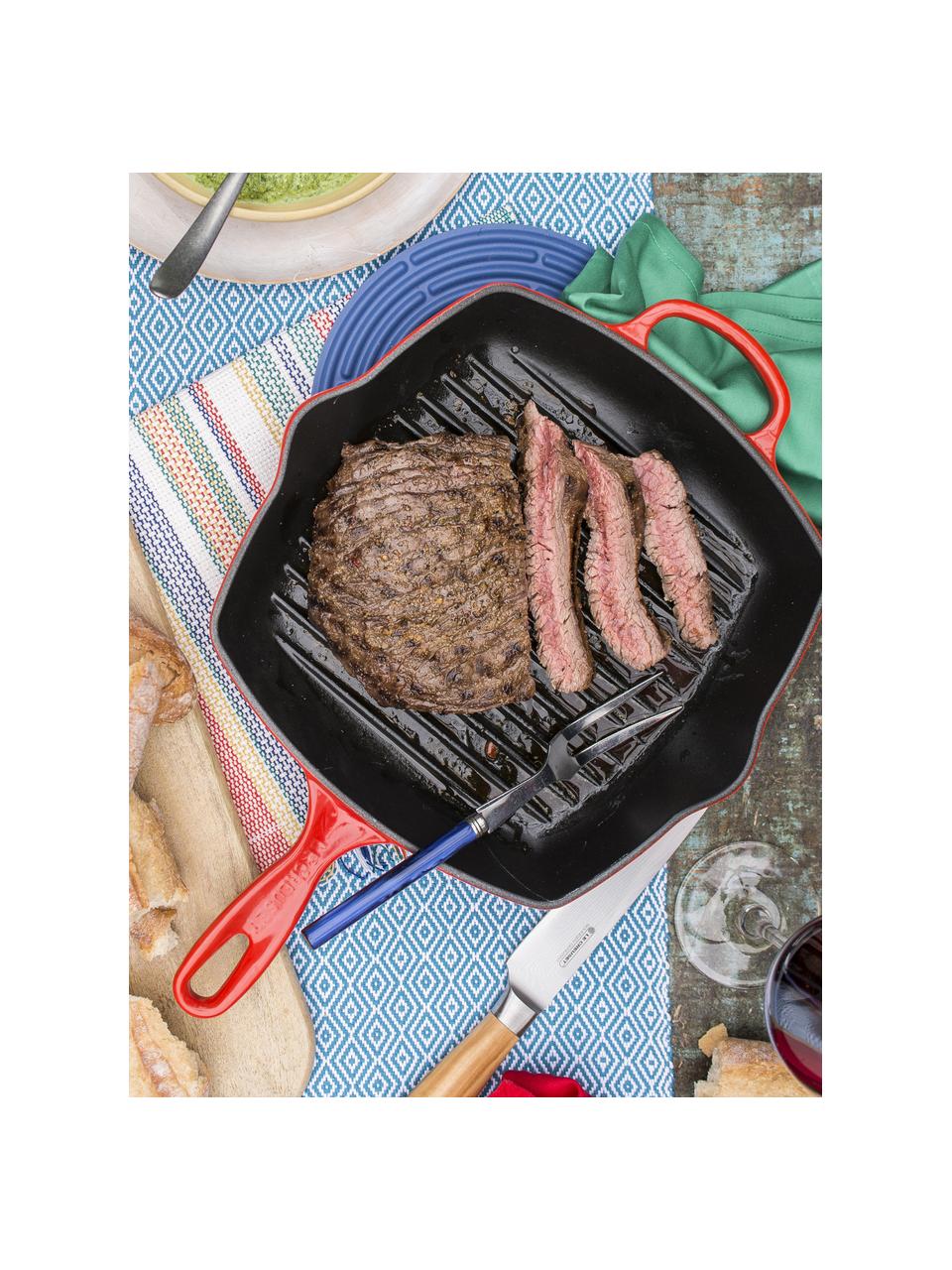 Quadratische Grillpfanne Signature Collection aus Gusseisen mit Rillenstruktur, Eisen, emailliert, Rottöne, B 44 x H 5 cm