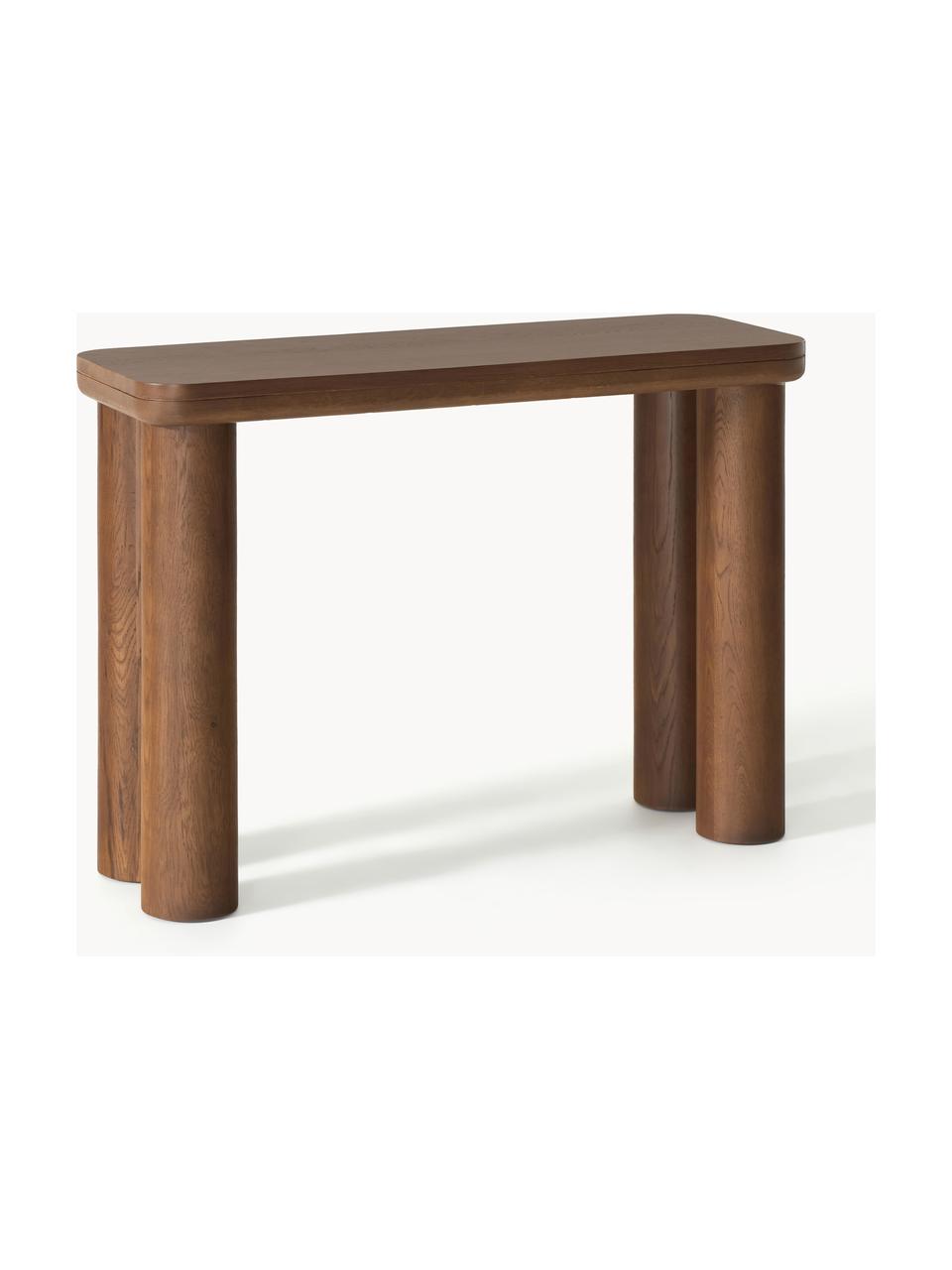 Konzolový stolek z dubového dřeva Kalia, Masivní dubové dřevo

Tento produkt je vyroben z udržitelných zdrojů dřeva s certifikací FSC®., Dubové dřevo, tmavě lakované, Š 110 cm, V 77 cm