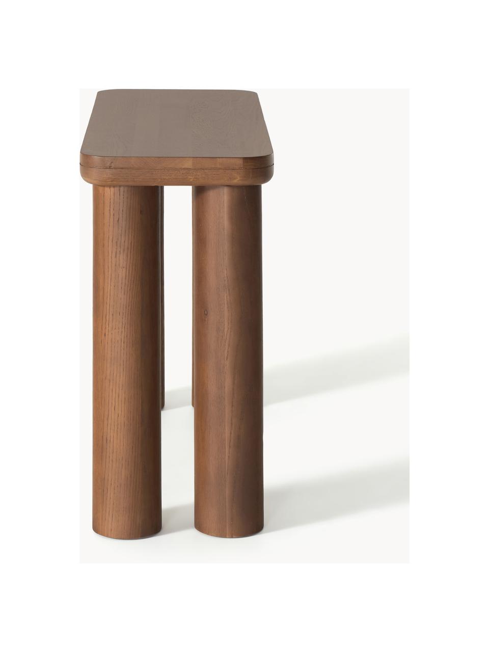 Konzolový stolík z dubového dreva Kalia, Masívne dubové drevo, lakované

Tento produkt je vyrobený z trvalo udržateľného dreva s certifikátom FSC®., Dubové drevo, hnedá lakovaná, Š 110 x V 77 cm