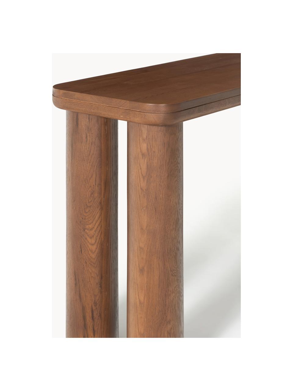 Konzolový stolek z dubového dřeva Kalia, Masivní dubové dřevo

Tento produkt je vyroben z udržitelných zdrojů dřeva s certifikací FSC®., Dubové dřevo, tmavě lakované, Š 110 cm, V 77 cm