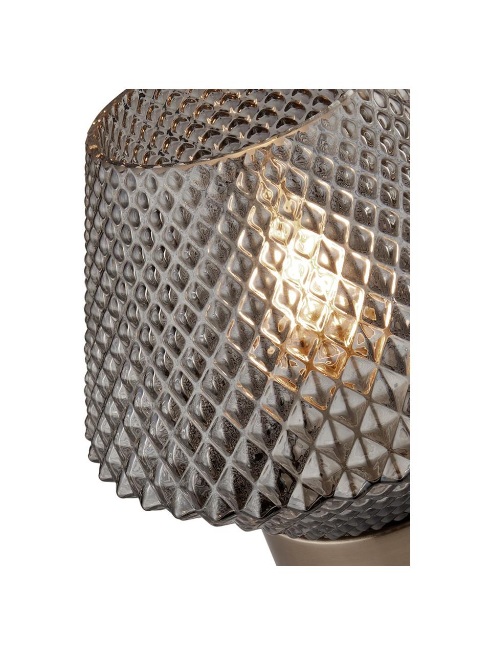 Kleine Nachttischlampe Luisville aus Glas, Sockel: Stahl, beschichtet, Lampenschirm: Glas, Grau, Ø 15 x H 18 cm