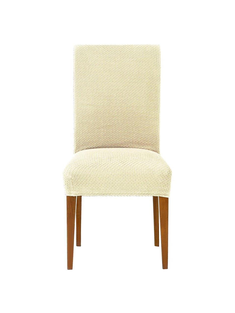Pokrowiec na krzesło z oparciem Cora, 2 szt., 55% poliester, 30% bawełna, 15% elastomer, Odcienie kremowego, S 50 x G 55 cm
