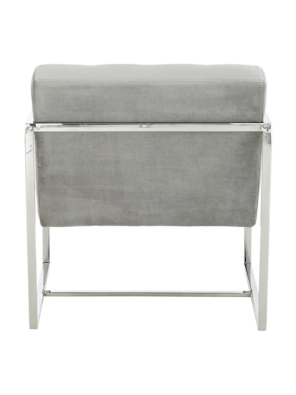 Poltroncina in velluto Manhattan, Rivestimento: velluto (poliestere) Con , Struttura: metallo zincato, Velluto grigio, argento, Larg. 70 x Prof. 72 cm