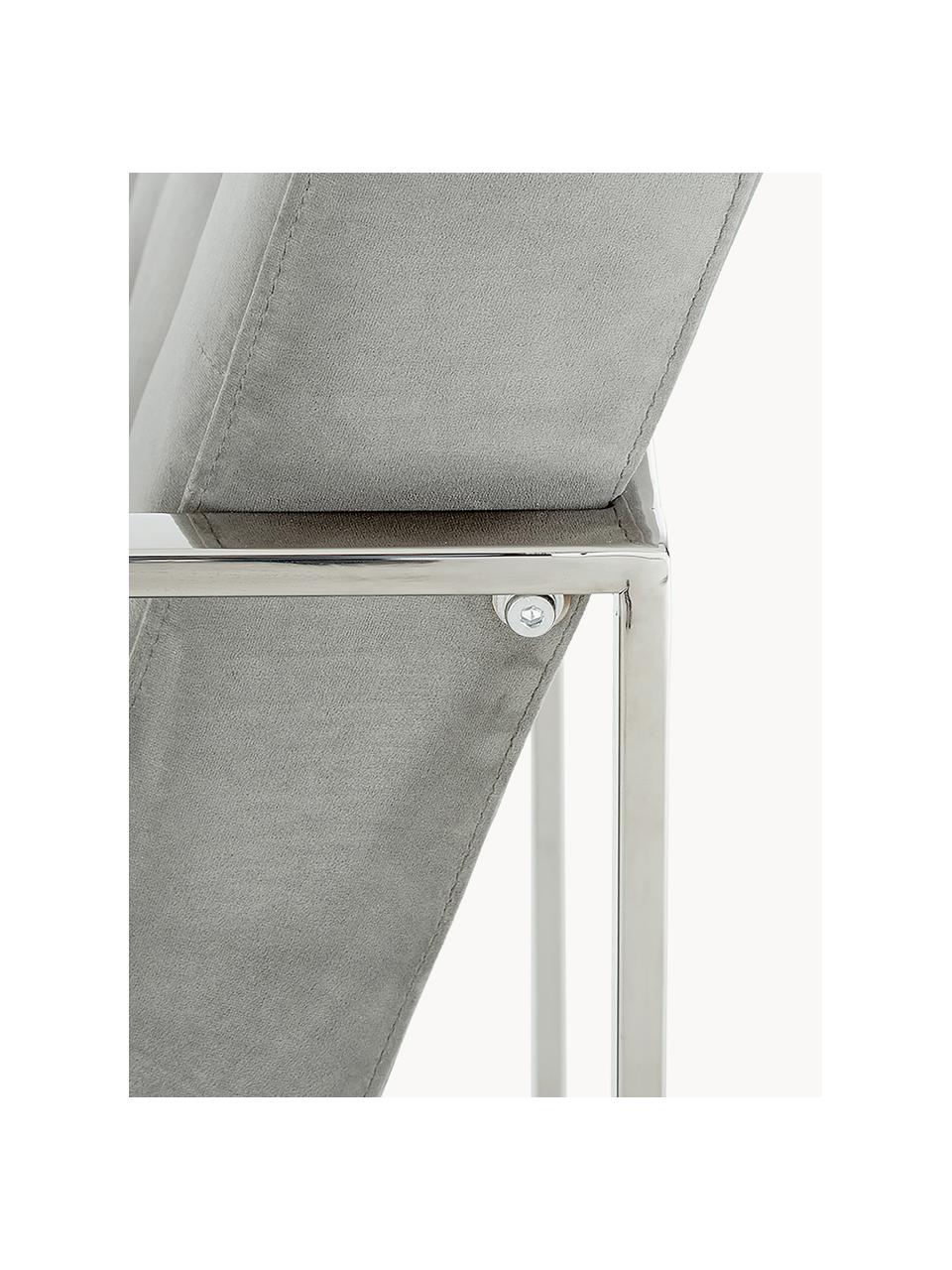 Samt-Loungesessel Manhattan, Bezug: Samt (Polyester) Der hoch, Gestell: Metall, galvanisiert, Samt Grau, Silberfarben, B 70 x T 72 cm