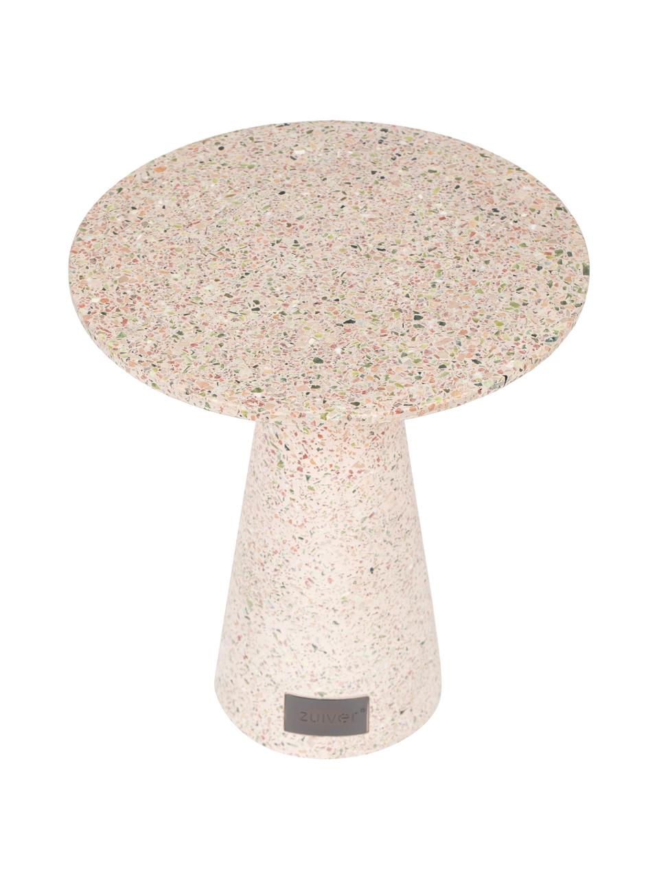 Runder Garten-Beistelltisch Victoria aus Terrazzo in Rosa, Rosa, Ø 41 x H 47 cm