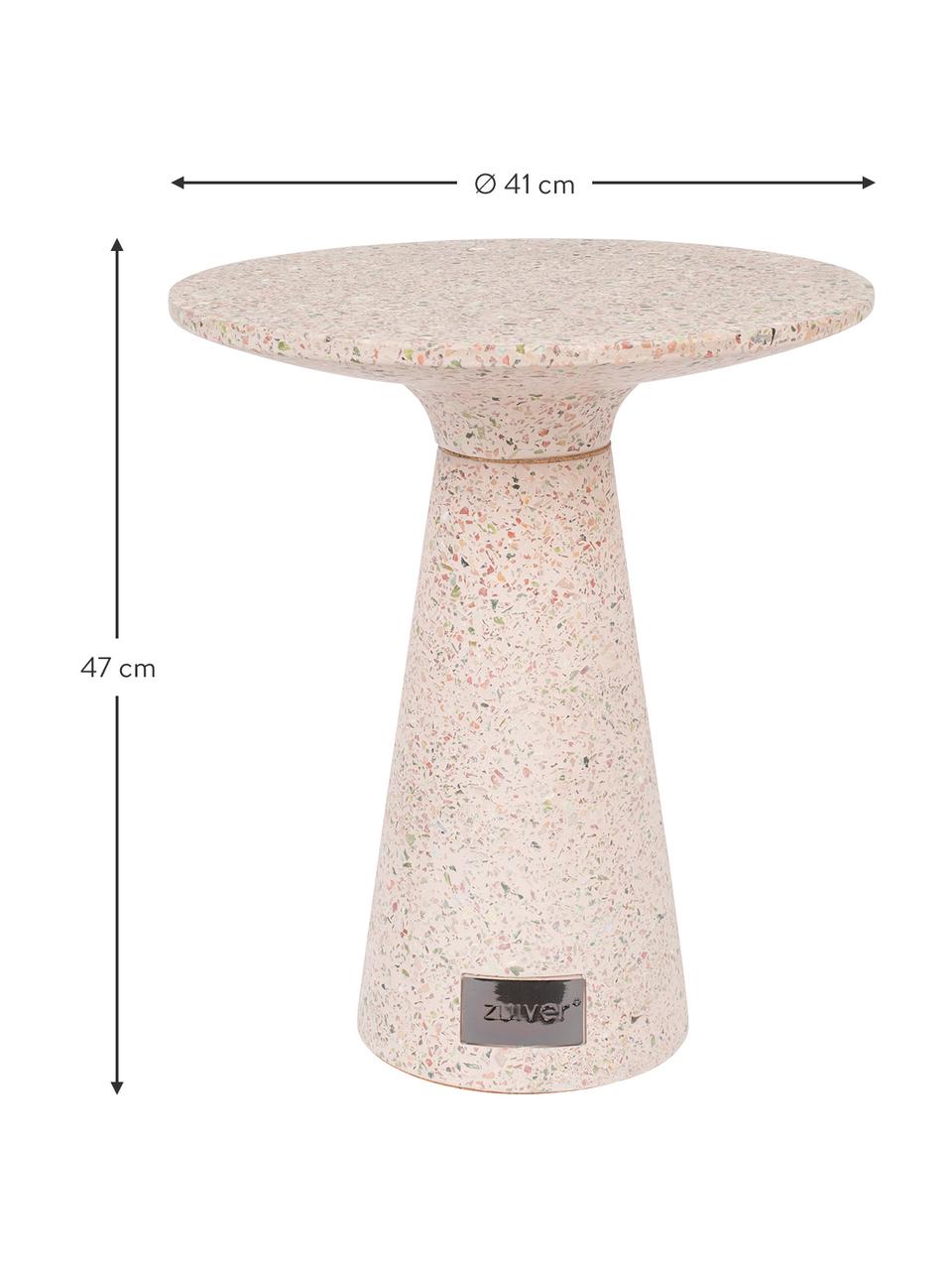 Mesa auxiliar redonda para exterior de terrazo Victoria, Rosa, Ø 41 x Al 47 cm