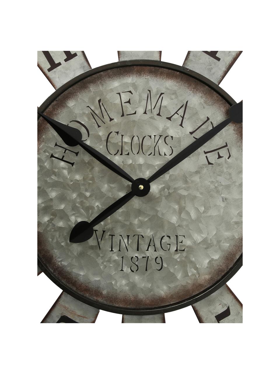 Reloj de pared Anatol, Metal galvanizado, Zinc, negro, marrón, Ø 73 cm