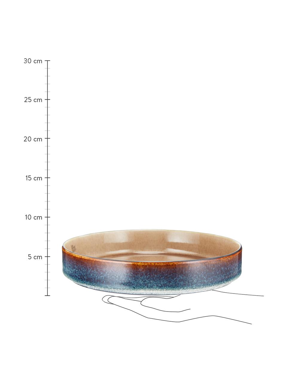Ručně vyrobený hluboký talíř s barevným přechodem Quintana, 2 ks, Jantarová, hnědá, modrá