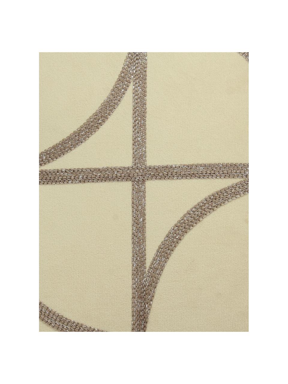 Cuscino ricamato con motivo Geometric, Rivestimento: velluto di poliestere, Beige, taupe, Larg. 45 x Lung. 45 cm