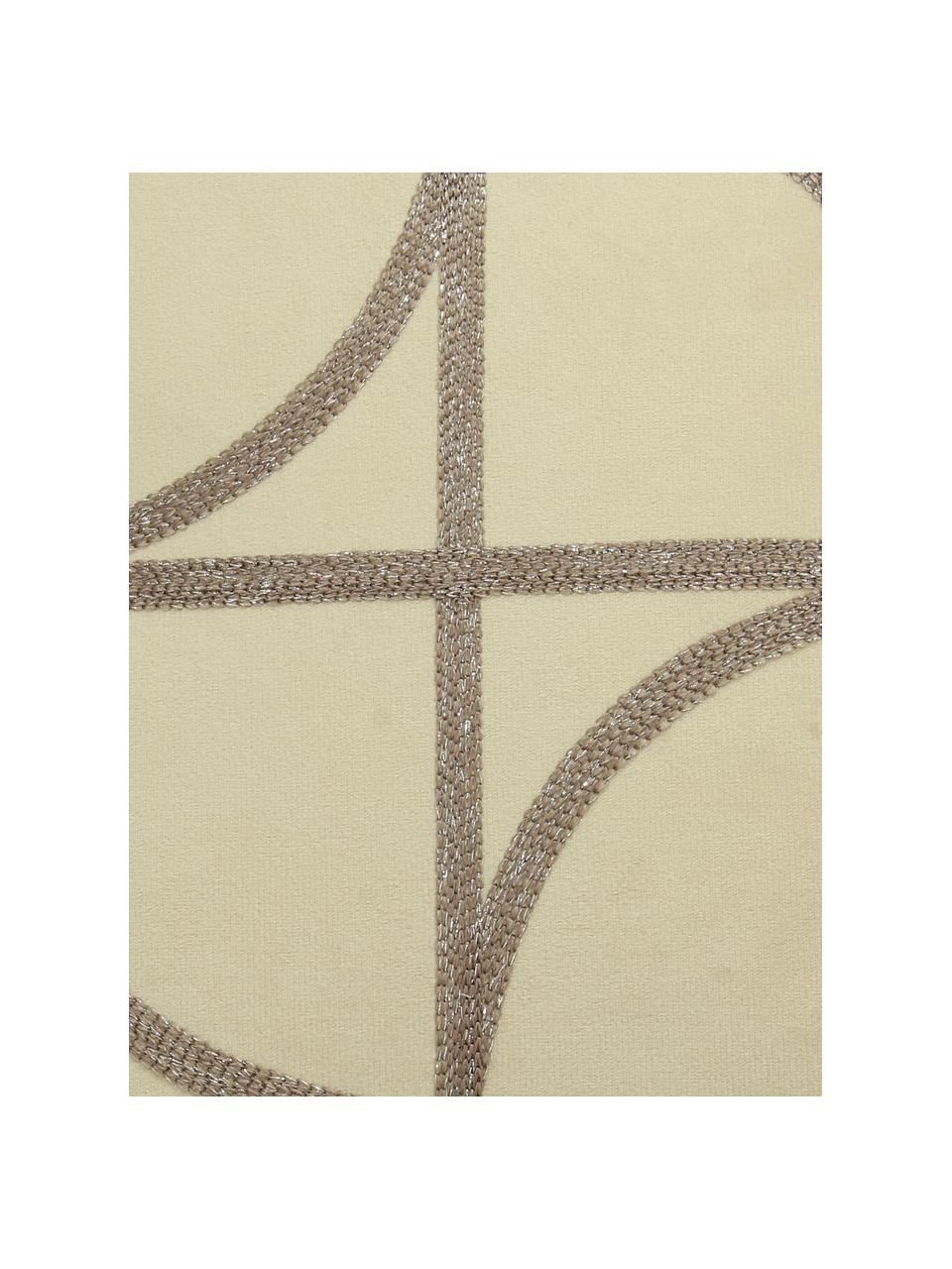 Geborduurd fluwelen kussen Geometric, met vulling, Beige, taupe, 45 x 45 cm