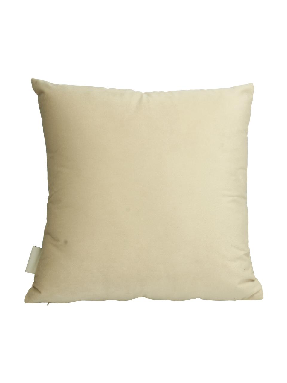 Geborduurd fluwelen kussen Geometric, met vulling, Beige, taupe, 45 x 45 cm