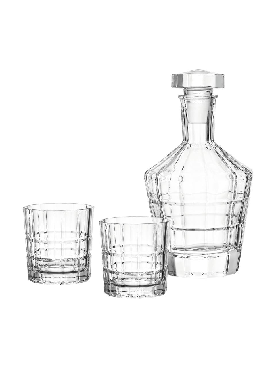 Whisky-Set Spiritii mit Relief, 3-tlg., Glas, Transparent, Set mit verschiedenen Grössen