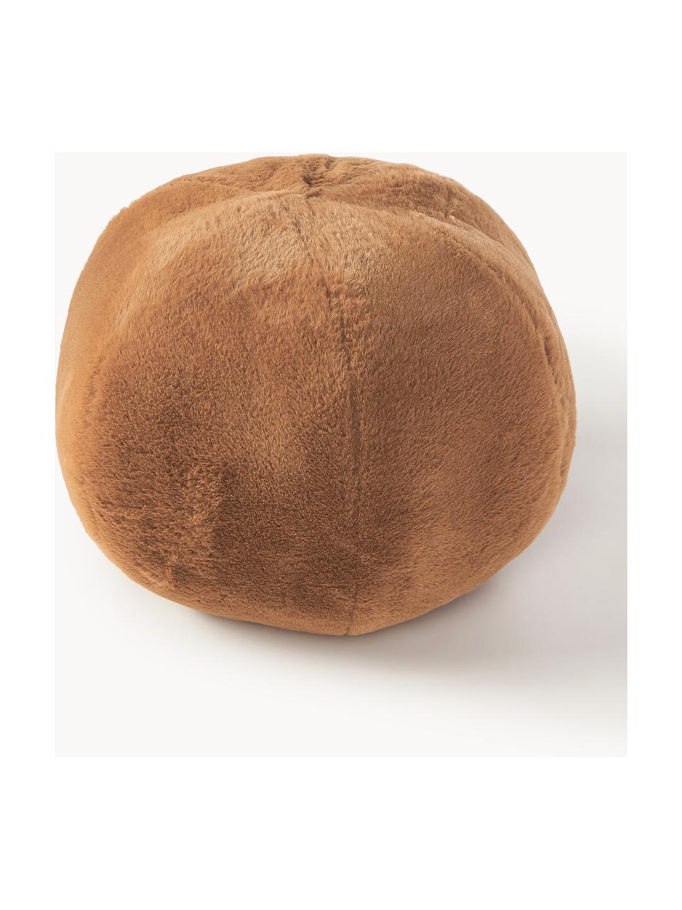 Okrągła poduszka dekoracyjna ze sztucznego futra Ginny, Tapicerka: sztuczne futro (100% poli, Jasny brązowy, Ø 33 cm