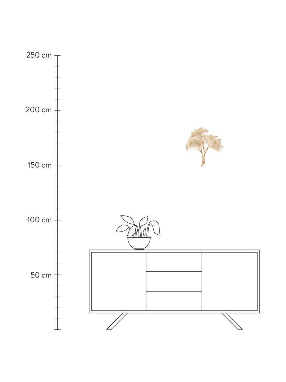 Handgemaakt wandobject Ginkgo goudkleurig, Gepoedercoat aluminium, Goudkleurig, B 38 x H 36 cm
