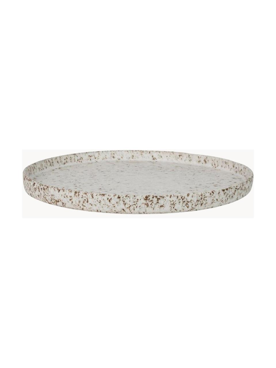 Mělké talíře s reaktivní glazurou Salt, 6 ks, Glazovaná kamenina, Tlumeně bílá, hnědá, Ø 26 cm, V 3 cm