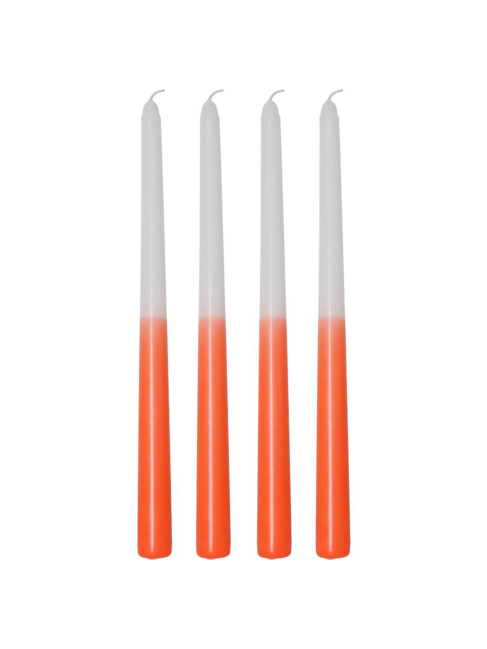 Candela bastone color arancione/bianco Dubli 4 pz, Cera, Arancione, bianco, Ø 2 x Alt. 31 cm