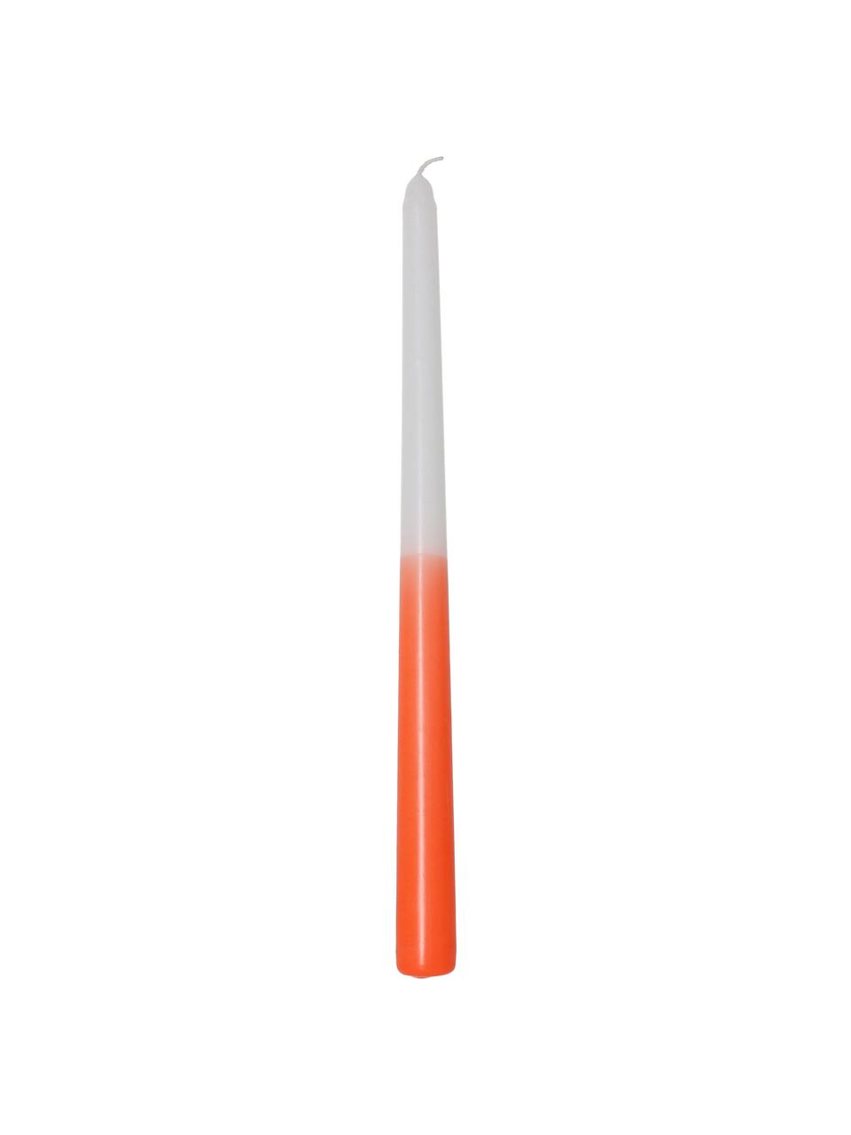 Stabkerzen Dubli in Orange/Weiß, 4 Stück, Wachs, Orange, Weiß, Ø 2 x H 31 cm