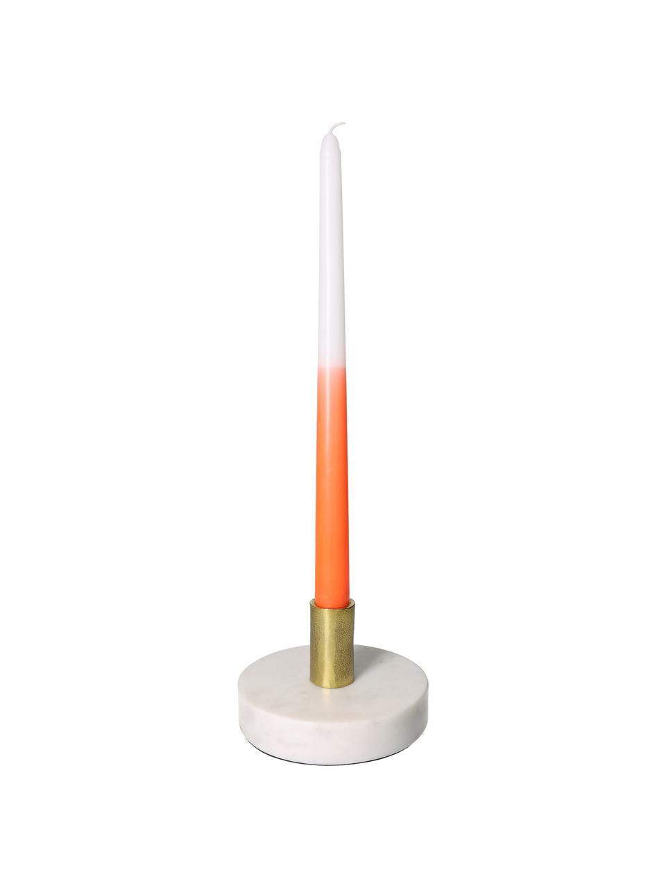 Dlhá sviečka Dubli, 4 ks, Vosk, Oranžová, biela, Ø 2 x V 31 cm