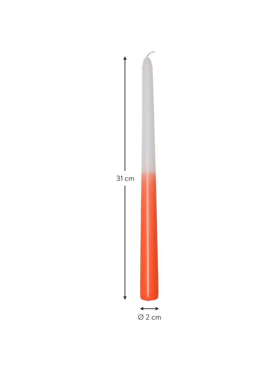 Stabkerzen Dubli in Orange/Weiß, 4 Stück, Wachs, Orange, Weiß, Ø 2 x H 31 cm