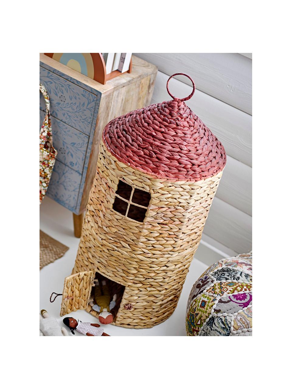 Panier de rangement artisanal pour enfants Linas, Jacinthe d'eau, Beige, Ø 35 x haut. 70 cm