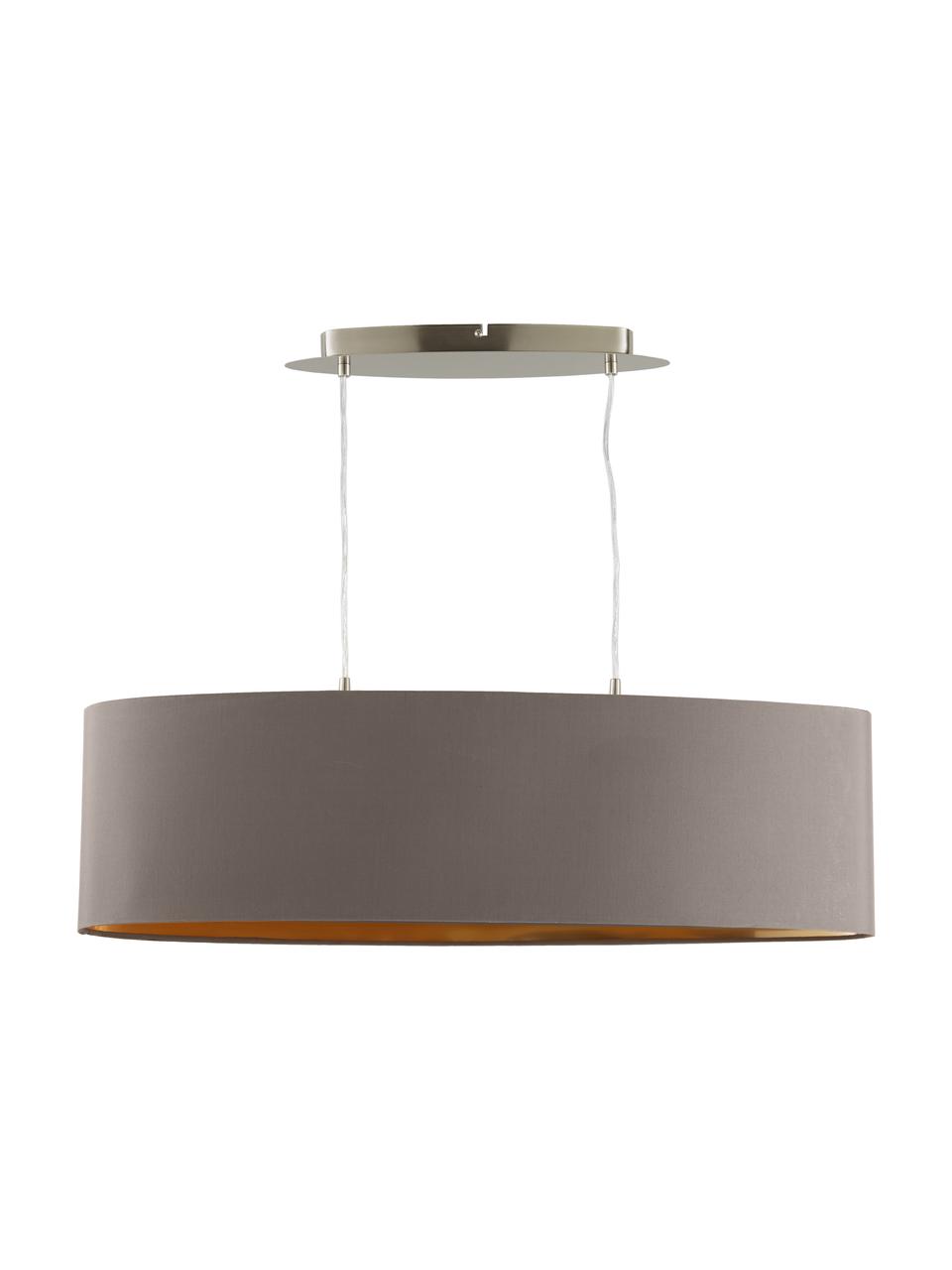 Ovale hanglamp Jamie, Fitting: vernikkeld metaal, Taupe, goudkleurig, B 78 x H 22 cm