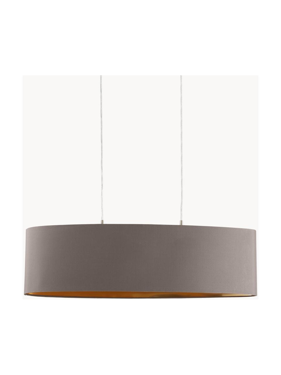 Ovale hanglamp Jamie, Fitting: vernikkeld metaal, Taupe, goudkleurig, B 78 x H 22 cm