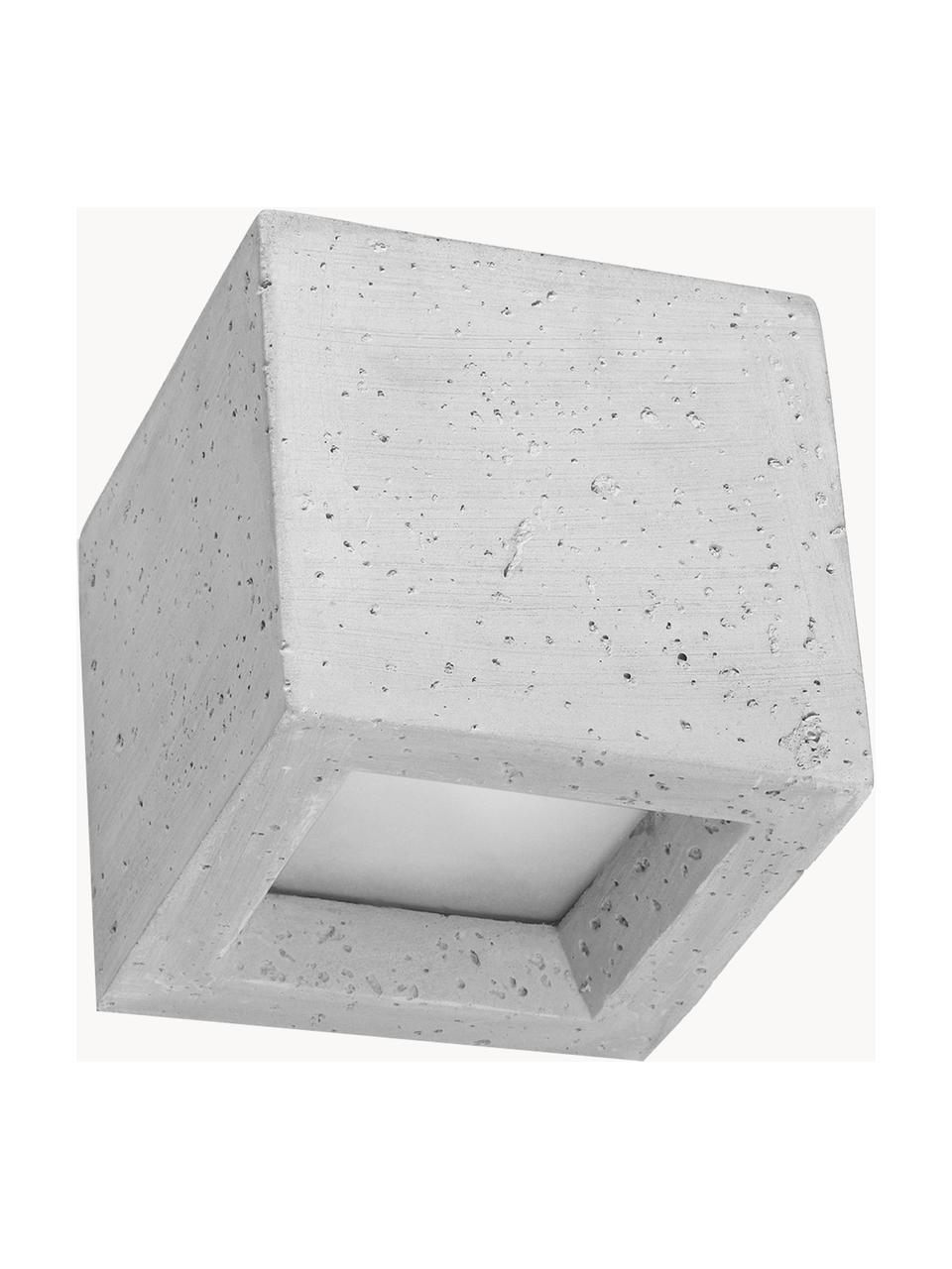 Faretto da parete fatto a mano in cemento Leo, Paralume: cemento, Disco diffusore: vetro, Grigio chiaro, bianco, Larg. 12 x Alt. 12 cm