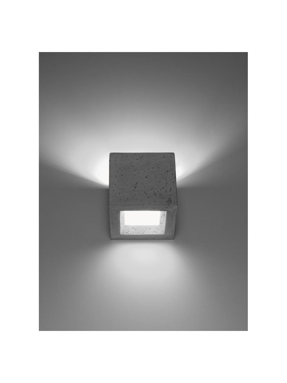 Handgemaakte wandspot Leo van beton, Lampenkap: beton, Diffuser: glas, Lichtgrijs, wit, B 12 x H 12 cm