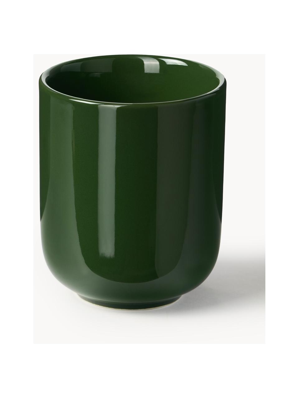 Tasses à café en porcelaine Nessa, 4 pièces, Porcelaine de haute qualité, émaillé, Vert foncé, haute brillance, Ø 8 x haut. 10 cm, 200 ml