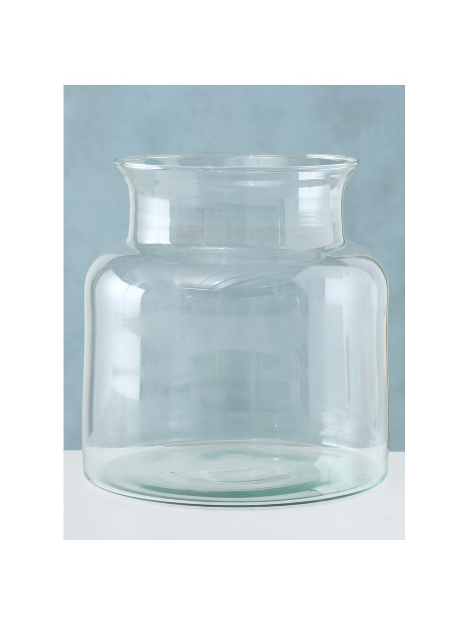Handgefertigte Vase Eco aus recyceltem Glas, Recyceltes Glas, Transparent, Ø 18 x H 20 cm