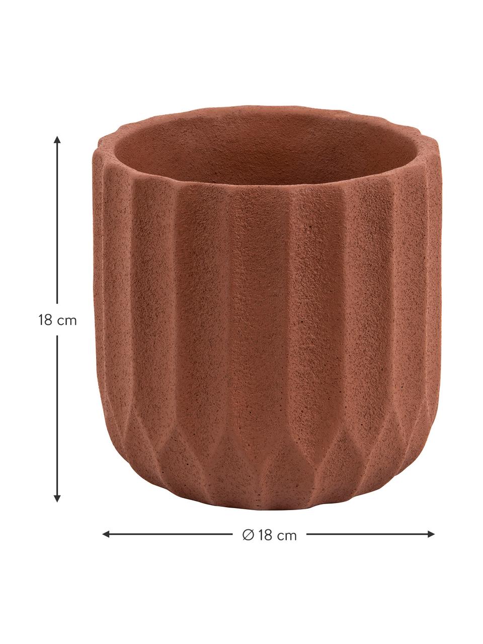 Übertopf Stripes aus Beton, Keramik, Braun, Ø 18 x H 18 cm