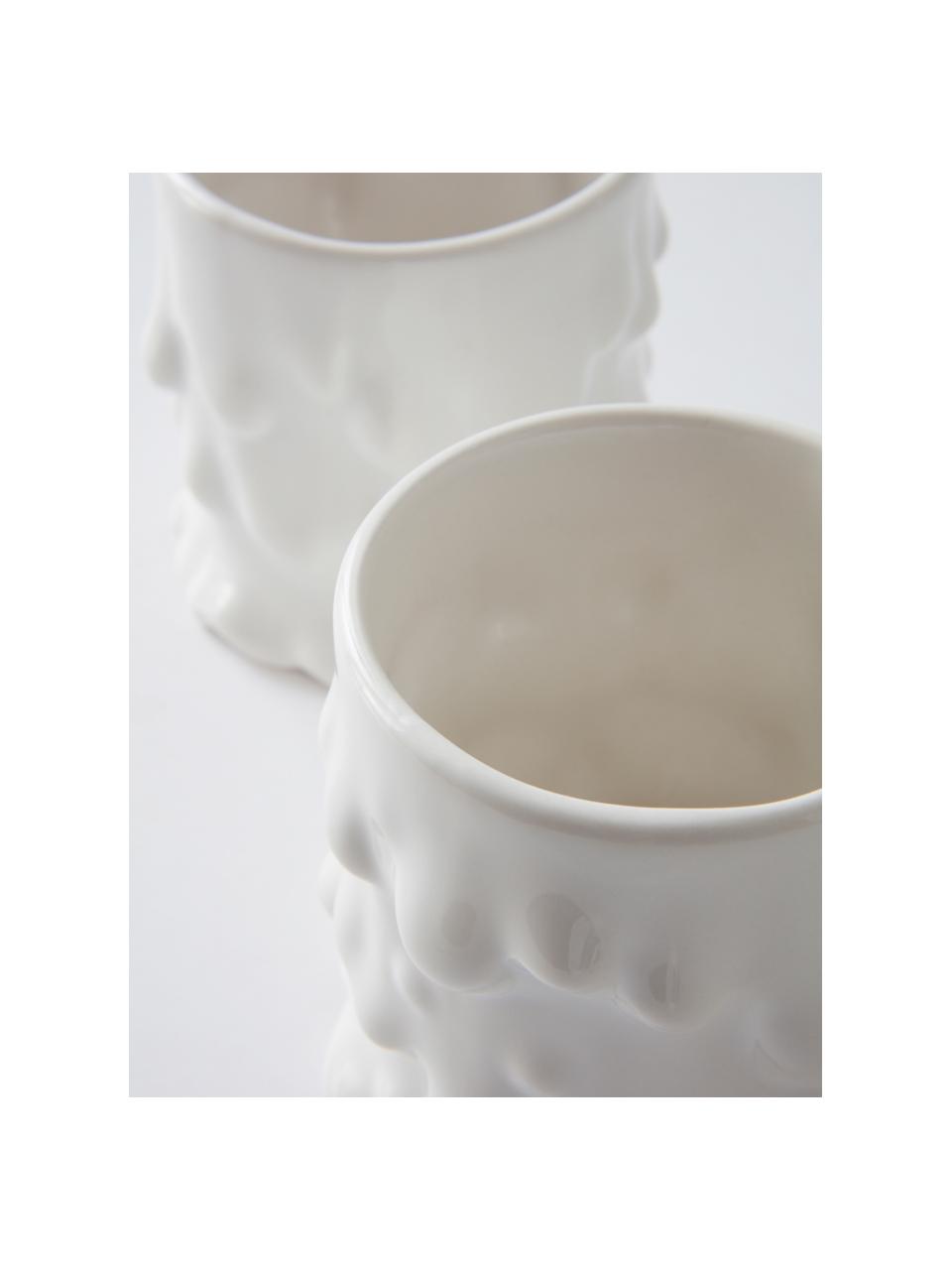 Mugs de forme organique Lumi, 2 pièces, Porcelaine dolomitique, Blanc, Ø 9 x haut. 8 cm, 230 ml