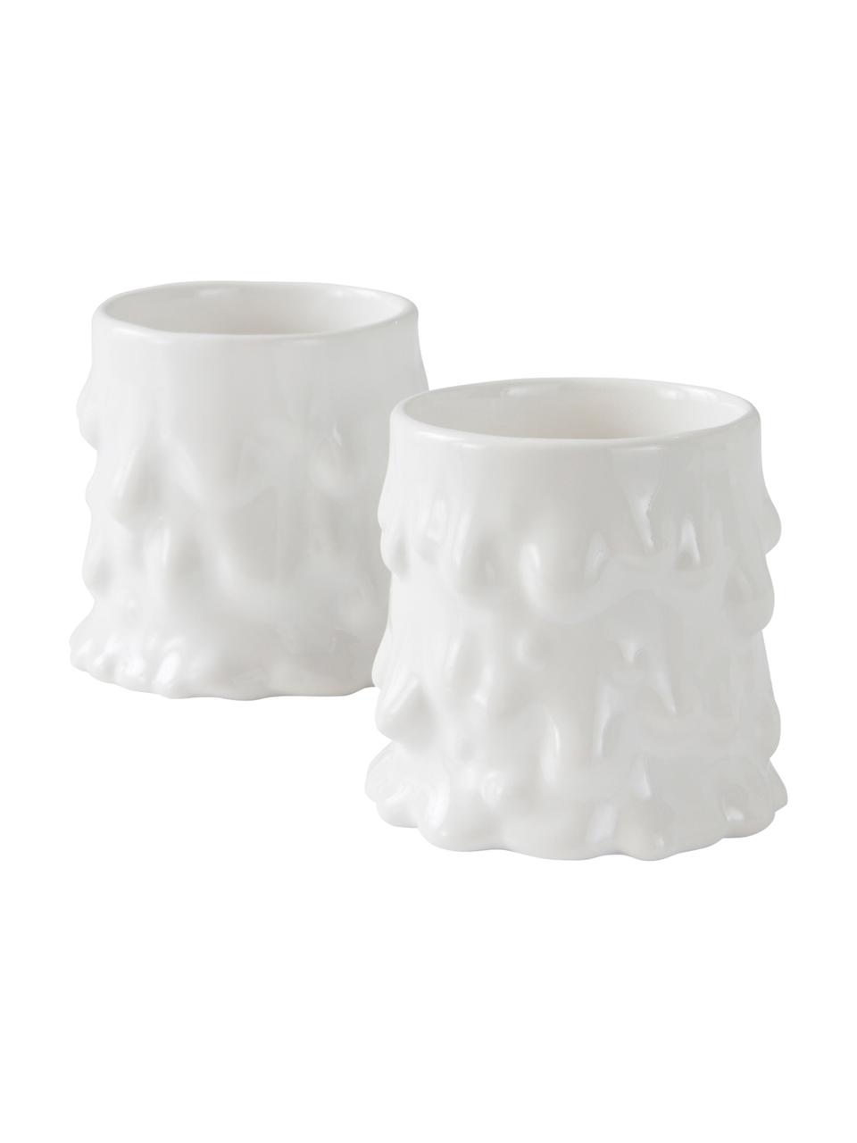 Pohárky v organickém tvaru Lumi, 2 ks, Dolomitový porcelán, Bílá, Ø 9 cm x V 8 cm, 230 ml