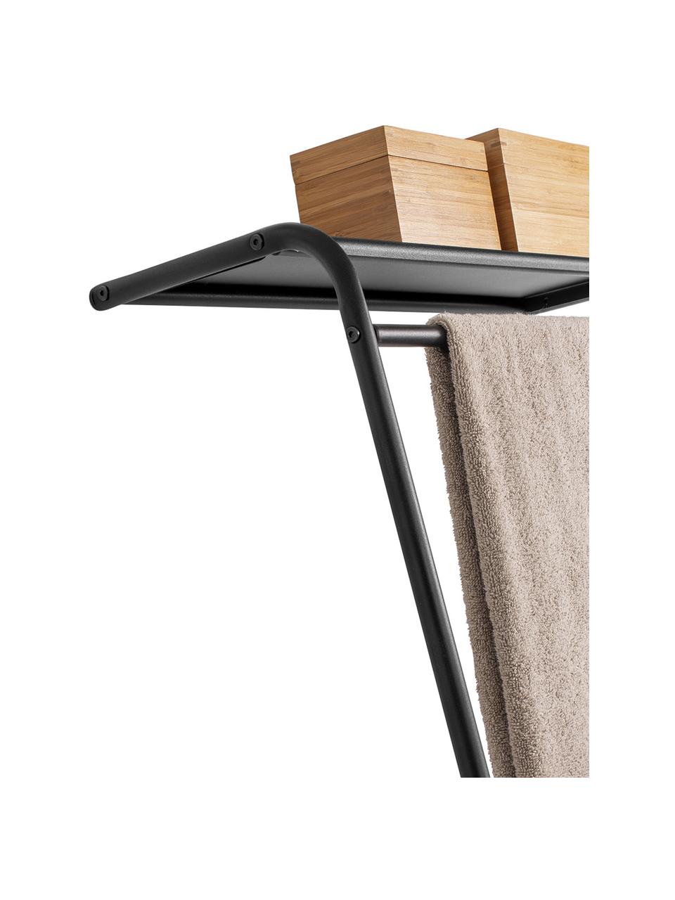Kovový věšák na ručníky Wando, Lakovaný kov, Černá, Š 60 cm, V 180 cm