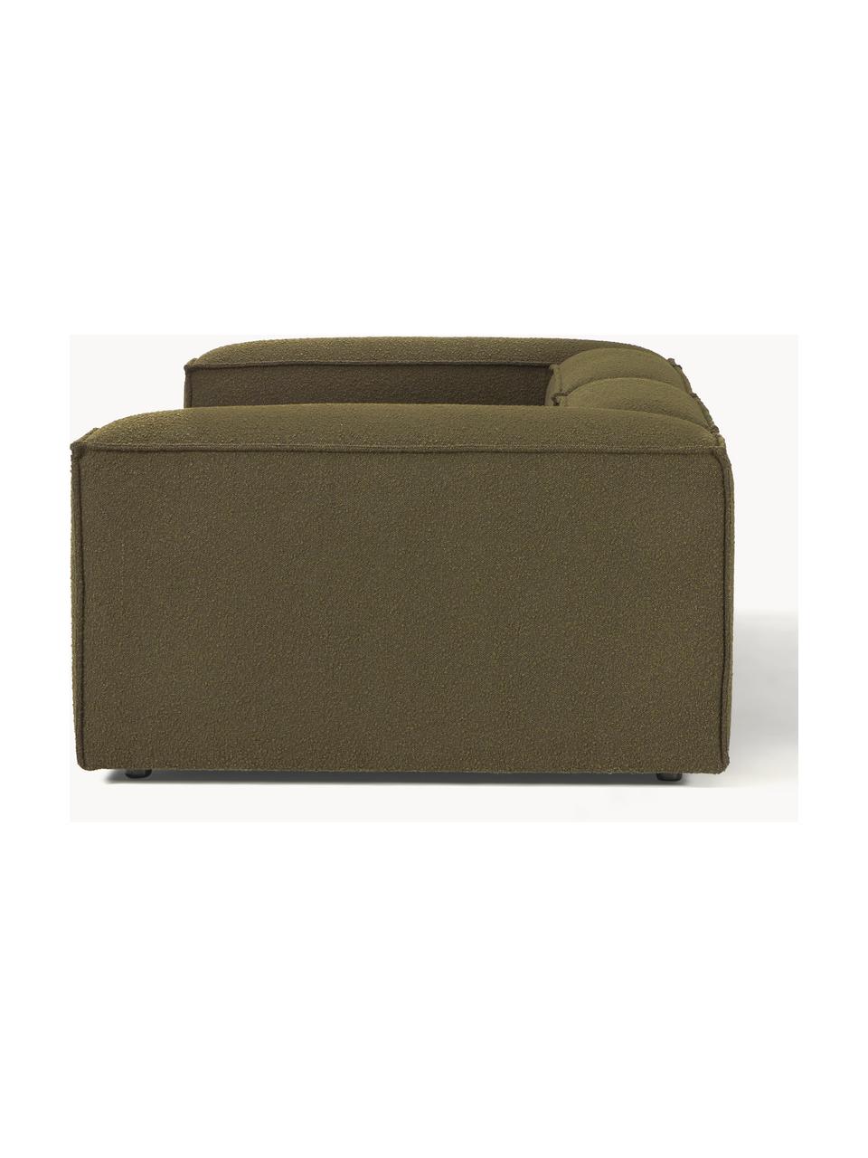 Canapé modulable 3 places en tissu bouclé Lennon, Bouclé vert olive, larg. 238 x prof. 119 cm