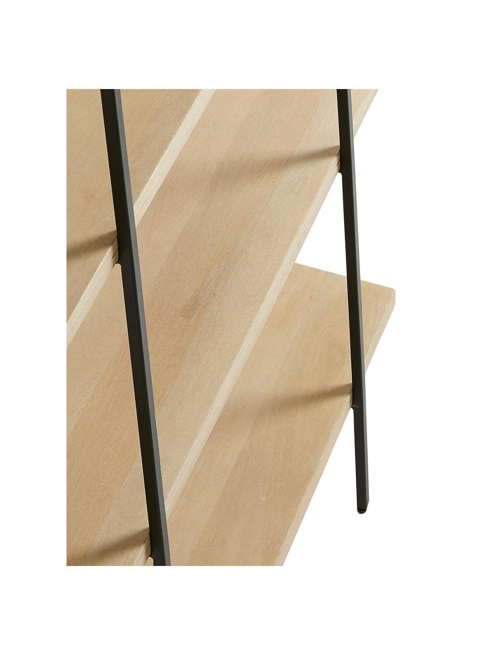 Standregal Palmia aus Holz und Metall, Gestell: Metall, lackiert, Schwarz, Braun, 100 x 191 cm