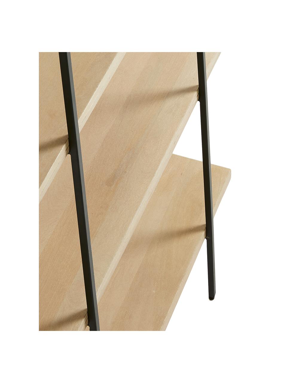 Wandrek Palmia van hout en metaal, Frame: gelakt metaal, Zwart, bruin, 100 x 191 cm