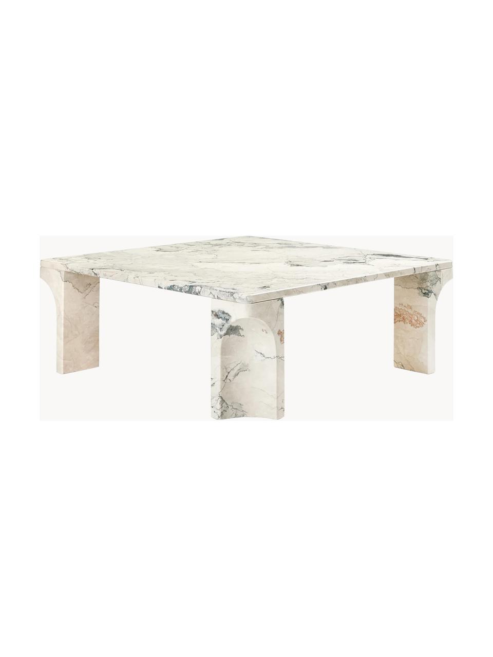 Tavolino in pietra calcarea Doric larg. 80 cm, Calcare, Pietra calcarea beige chiaro, tonalità grigie, Larg. 80 x Prof. 80 cm