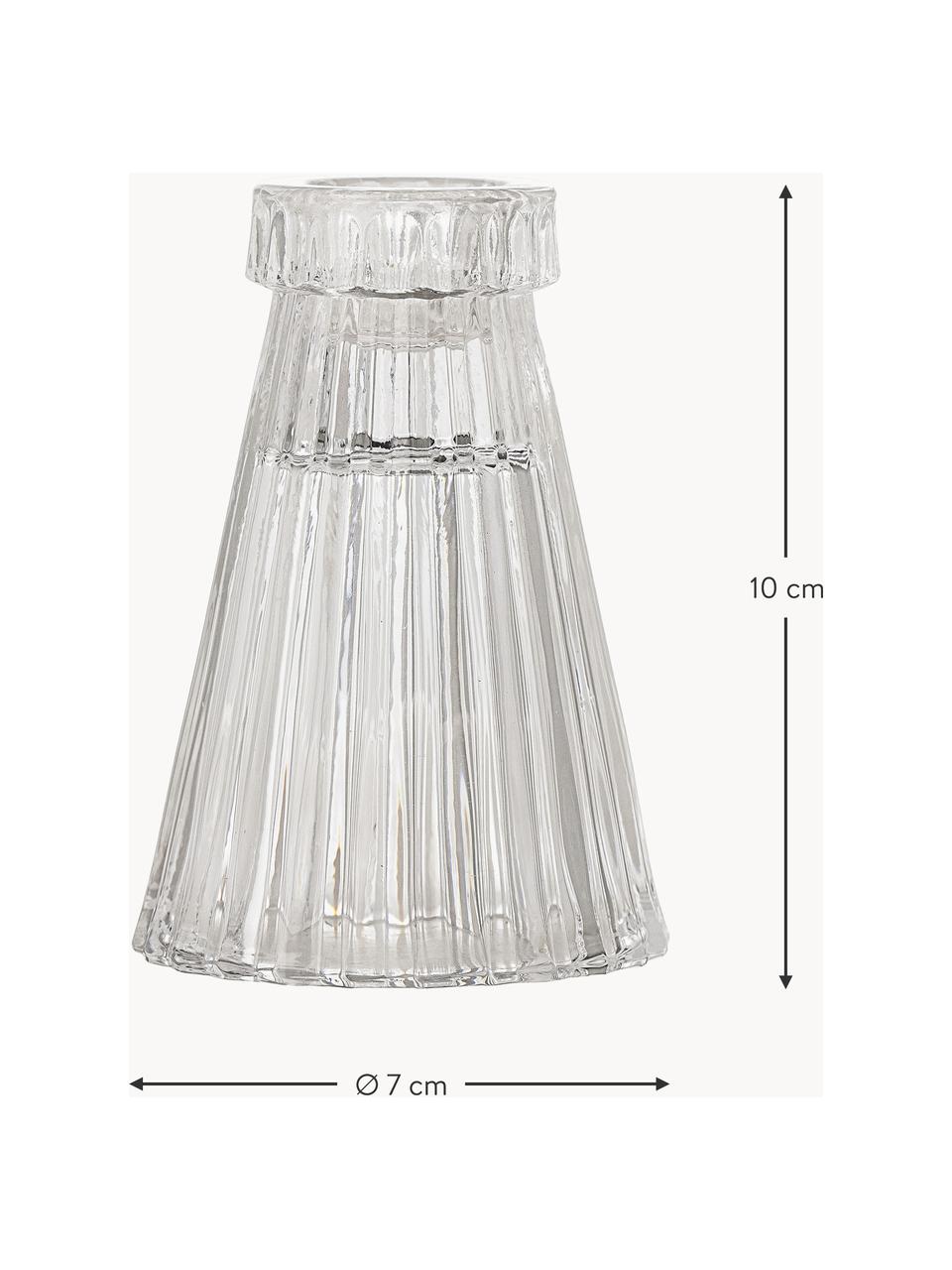 Kerstkandelaar Saynab met groefreliëf, Glas, Transparant, Ø 7 x H 10 cm