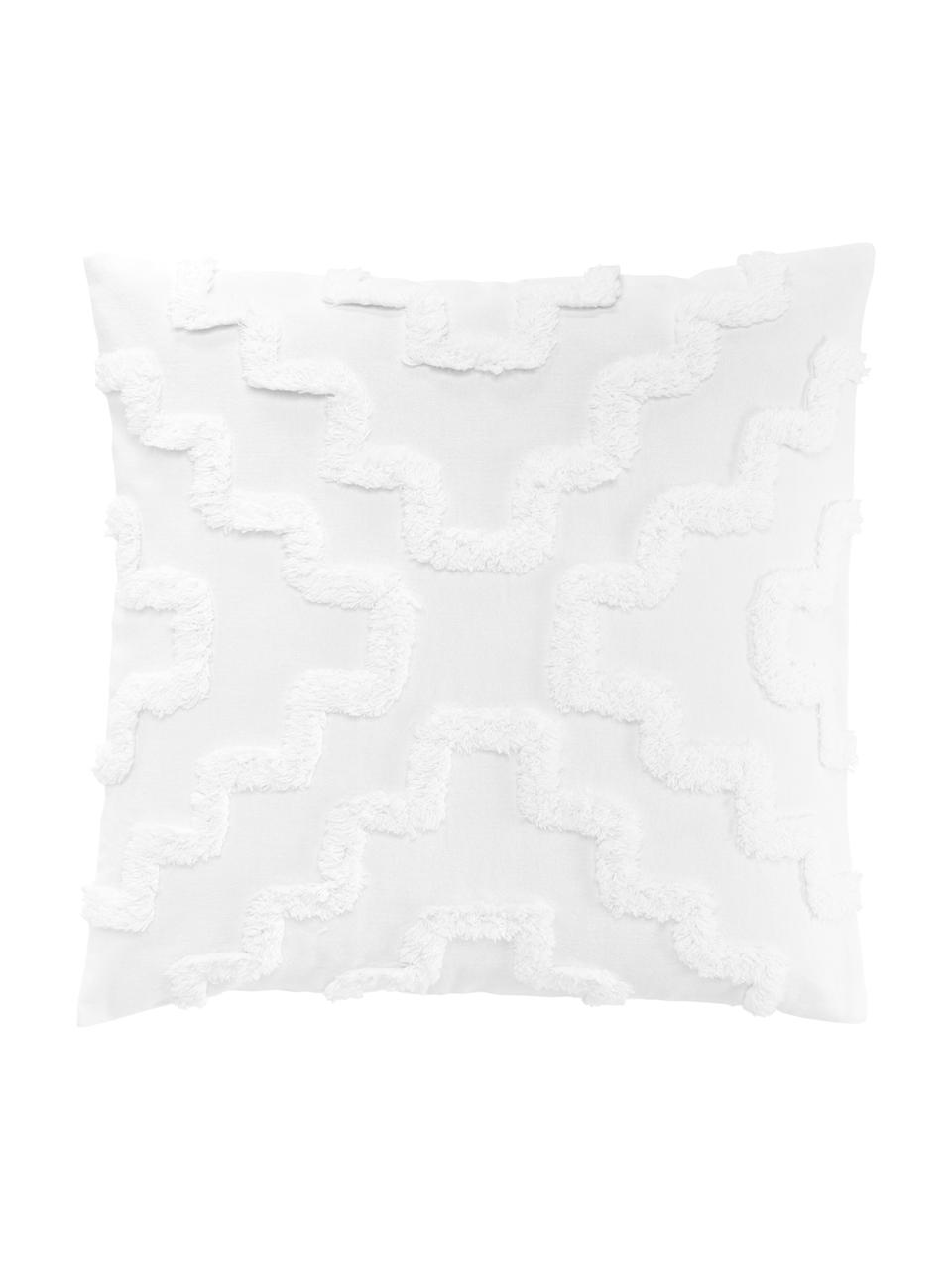 Housse de coussin 50x50 blanc tufté Lorna, Blanc