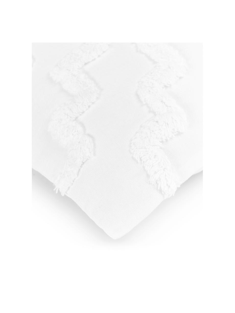 Kussenhoes Lorna met getuft patroon, 100% katoen, Wit, 50 x 50 cm
