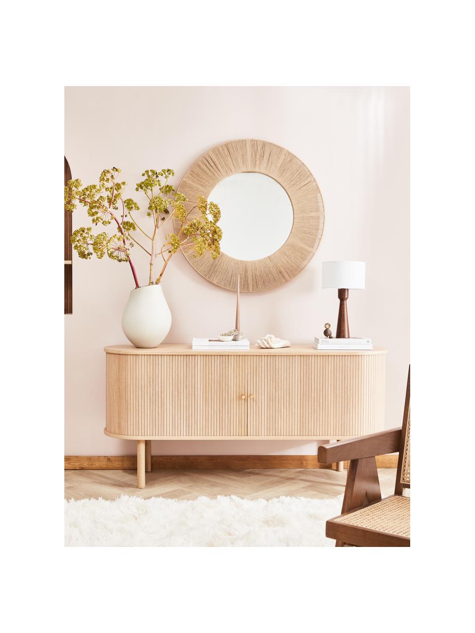 Miroir mural rond corde beige Citra, Beige, Ø 90 x prof. 3 cm