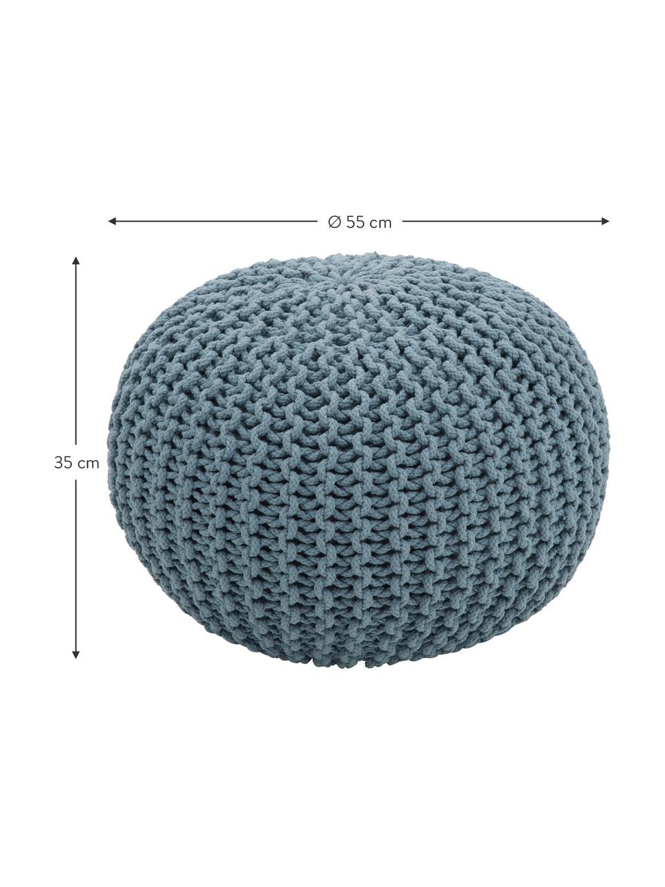 Ręcznie wykonany puf z dzianiny Dori, Tapicerka: 100% bawełna, Petrol, Ø 55 x W 35 cm