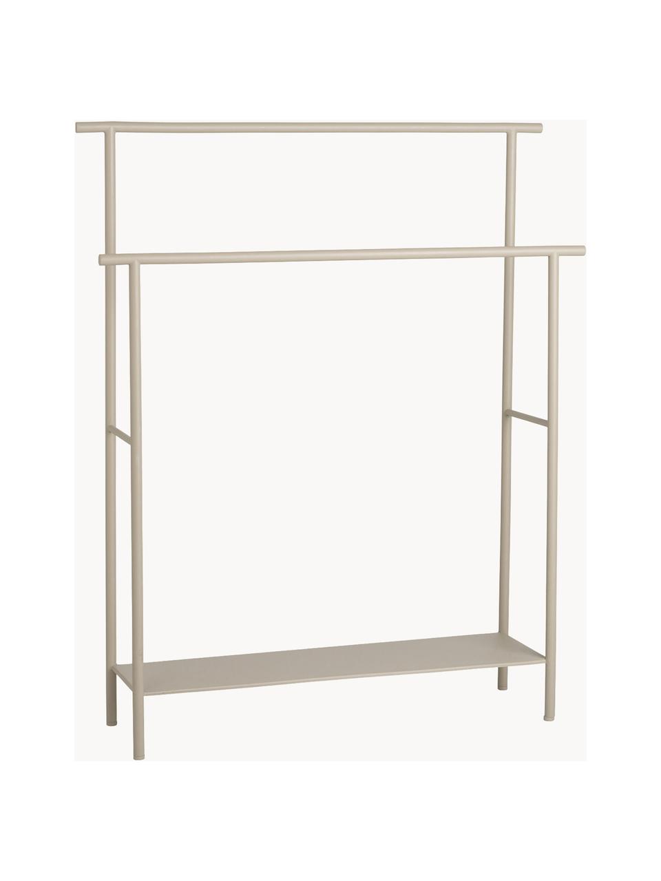 Porta asciugamani con ripiano Dora, Acciaio inossidabile verniciato a polvere, Beige chiaro opaco, Larg. 73 x Alt. 88 cm