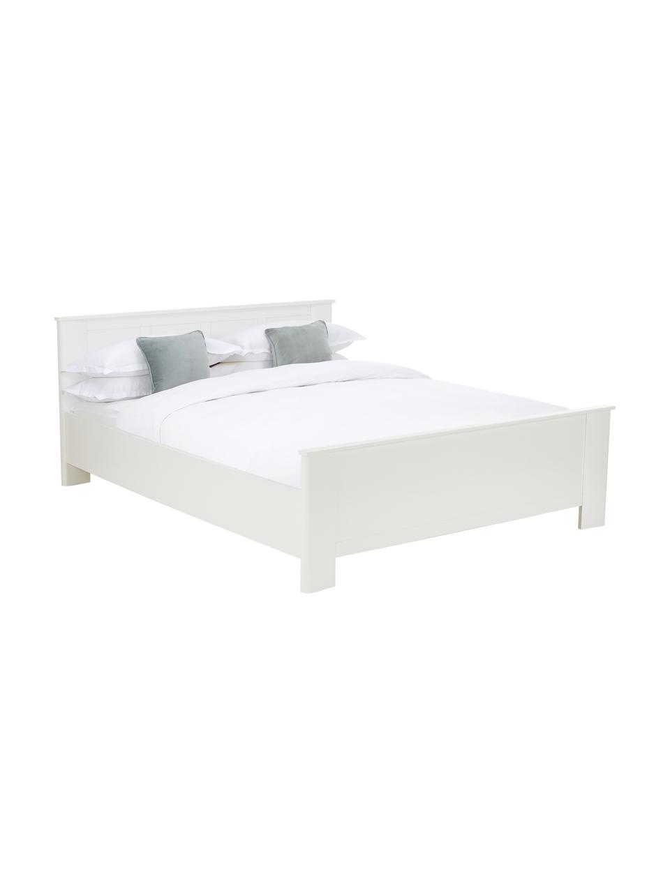 Cama de madera Chalet, Aglomerado frustrado, Blanco, 160 x 200 cm