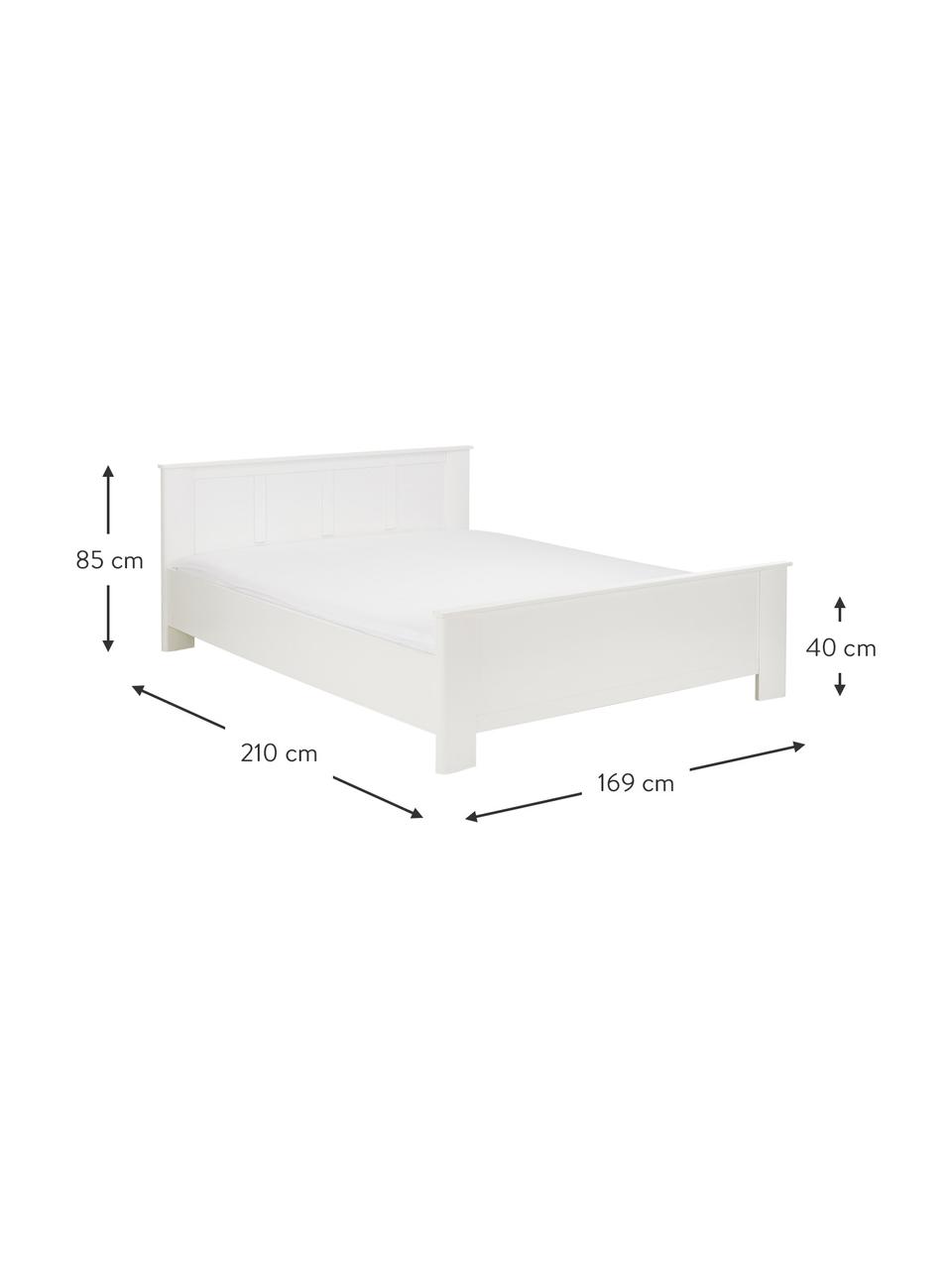 Cama de madera Chalet, Aglomerado frustrado, Blanco, 160 x 200 cm