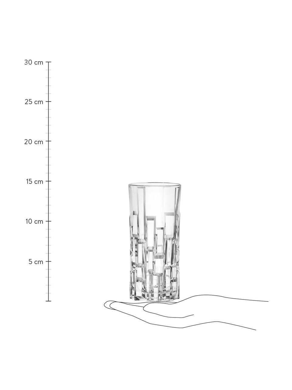 Kristall-Longdrinkgläser Etna mit Relief, 6 Stück, Kristallglas, Transparent, Ø 7 x H 15 cm, 350 ml