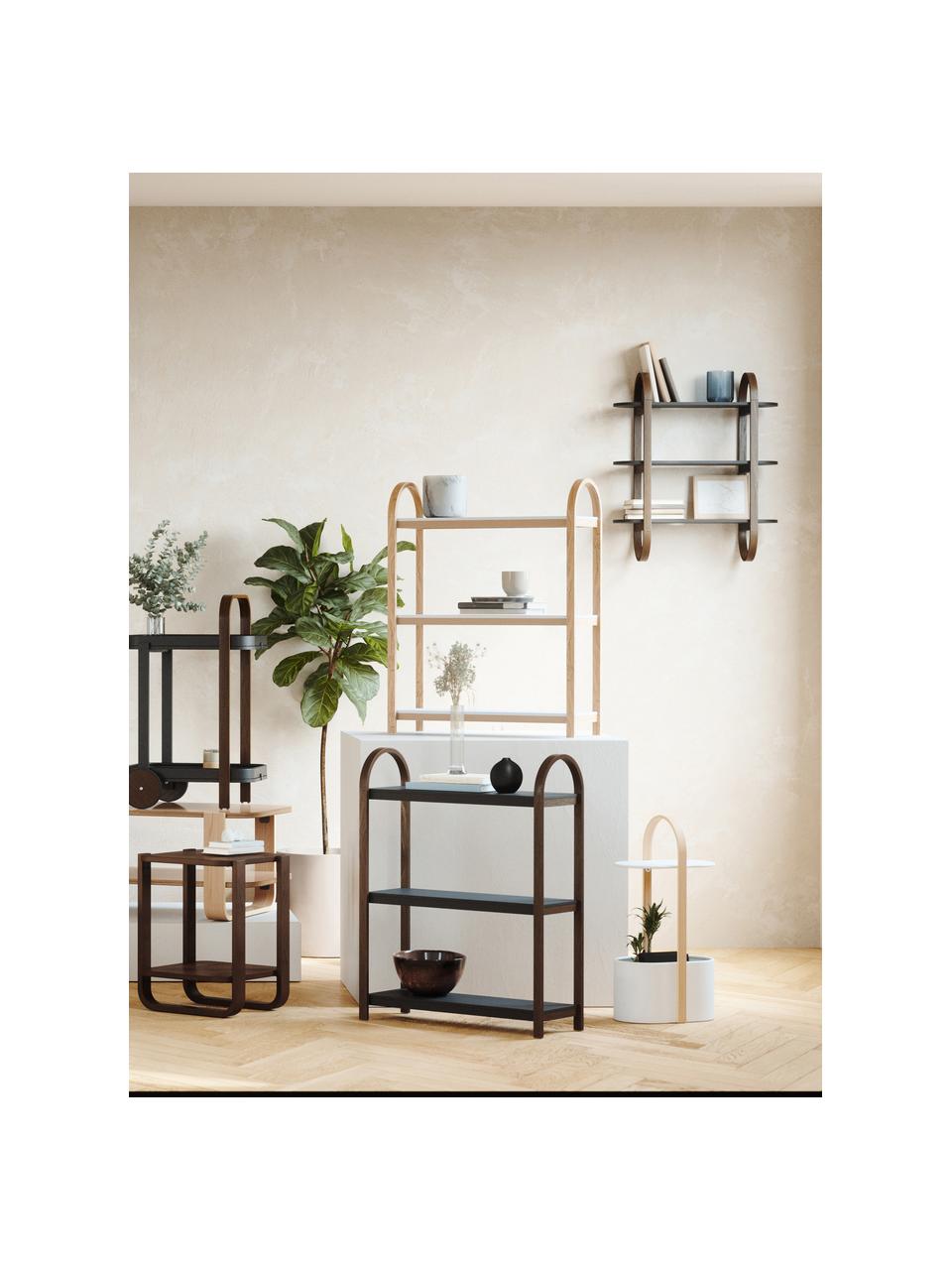 Libreria Bellwood, Struttura: legno, Scaffale: metallo rivestito, Nero, legno scuro, Larg. 72 x Alt. 90 cm