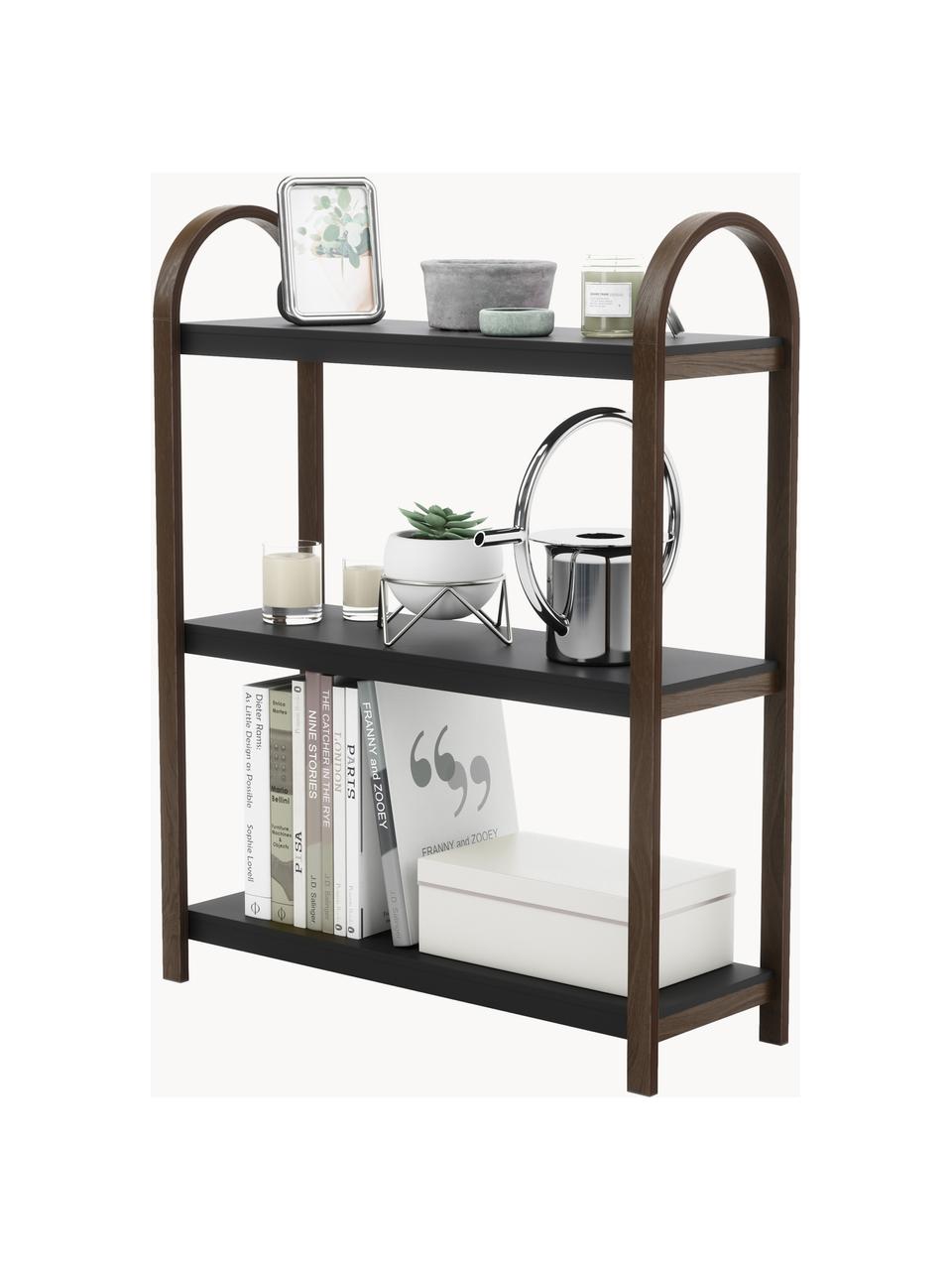 Libreria Bellwood, Struttura: legno, Scaffale: metallo rivestito, Nero, legno scuro, Larg. 72 x Alt. 90 cm