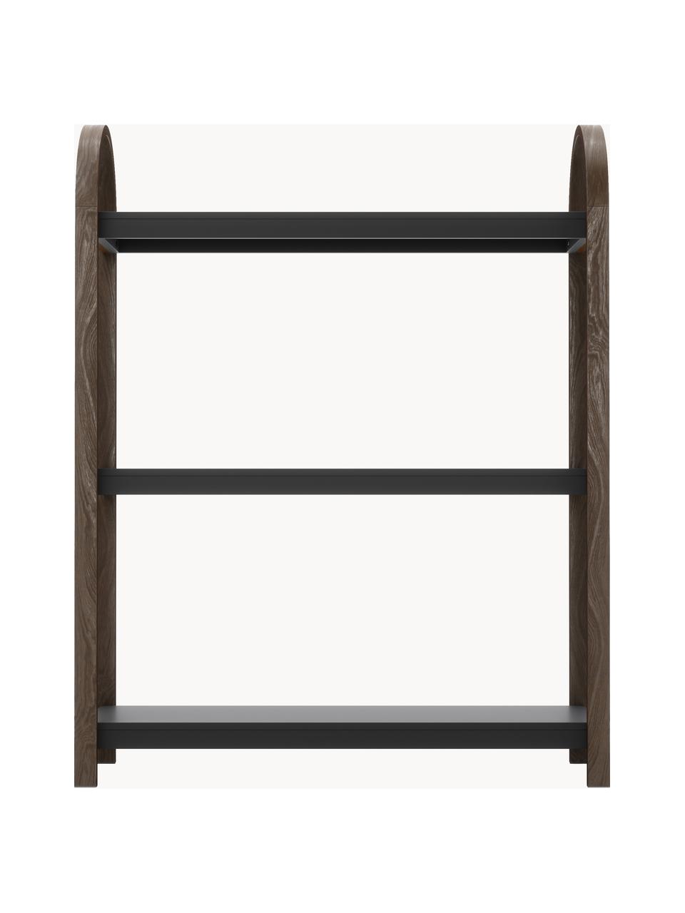 Wandkast Bellwood, Frame: hout, Plank: gecoat metaal, Zwart, donker hout, B 72 x H 90 cm
